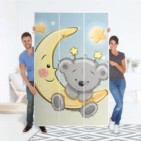 Selbstklebende Folie Teddy und Mond - IKEA Pax Schrank 236 cm Höhe - 3 Türen - Folie