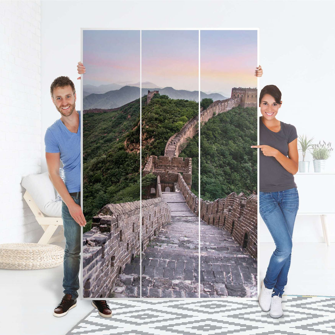 Selbstklebende Folie The Great Wall - IKEA Pax Schrank 236 cm Höhe - 3 Türen - Folie