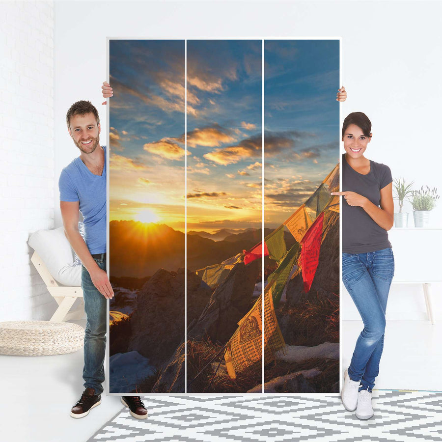 Selbstklebende Folie Tibet - IKEA Pax Schrank 236 cm Höhe - 3 Türen - Folie