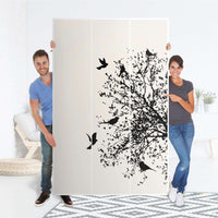 Selbstklebende Folie Tree and Birds 2 - IKEA Pax Schrank 236 cm Höhe - 3 Türen - Folie