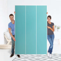Selbstklebende Folie Türkisgrün Light - IKEA Pax Schrank 236 cm Höhe - 3 Türen - Folie