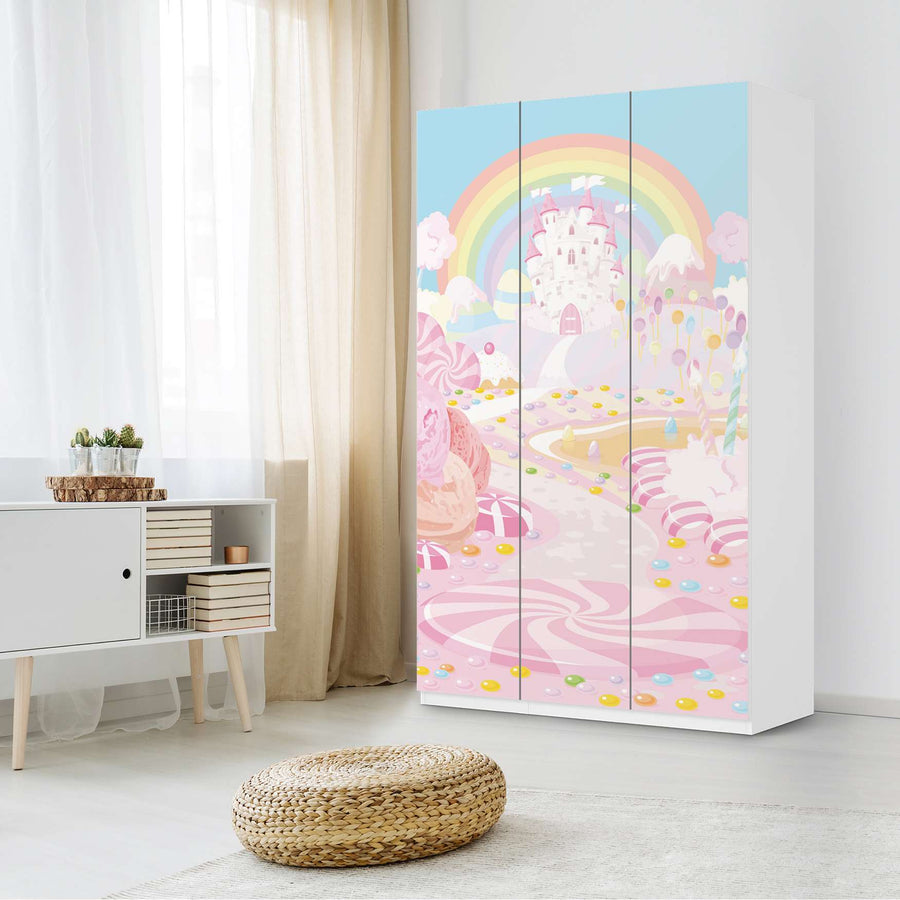 Selbstklebende Folie Candyland - IKEA Pax Schrank 236 cm Höhe - 3 Türen - Kinderzimmer