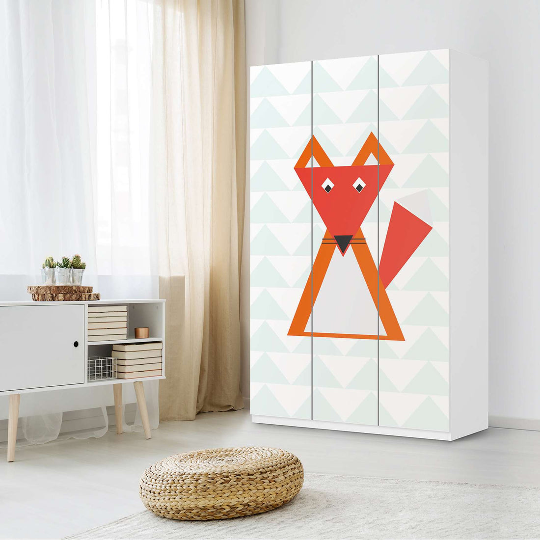 Selbstklebende Folie Füchslein - IKEA Pax Schrank 236 cm Höhe - 3 Türen - Kinderzimmer