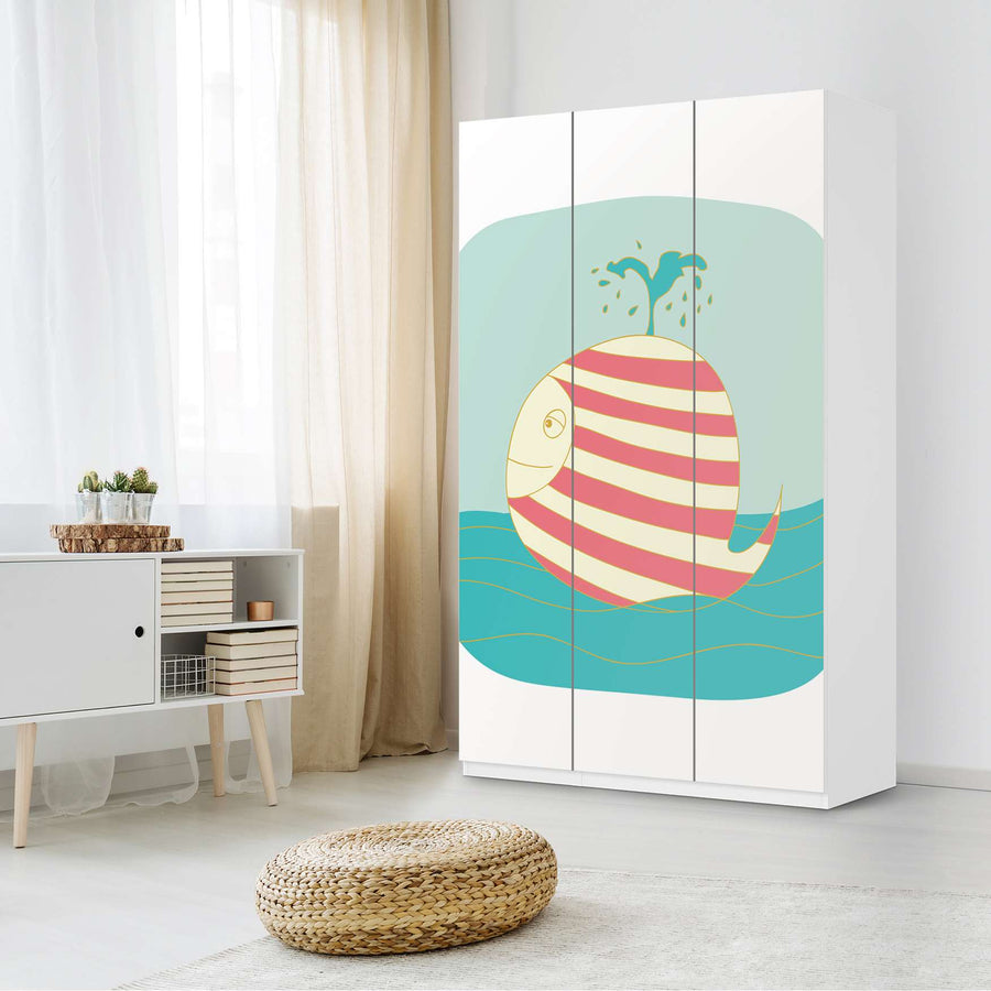 Selbstklebende Folie Funny Wale - IKEA Pax Schrank 236 cm Höhe - 3 Türen - Kinderzimmer