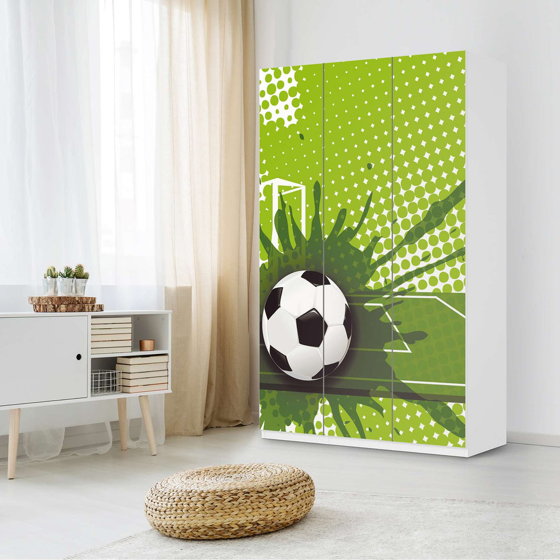 Selbstklebende Folie Goal - IKEA Pax Schrank 236 cm Höhe - 3 Türen - Kinderzimmer