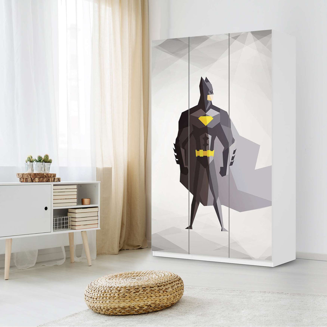 Selbstklebende Folie Mr. Black - IKEA Pax Schrank 236 cm Höhe - 3 Türen - Kinderzimmer