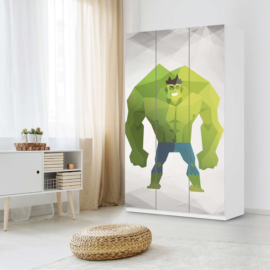 Selbstklebende Folie Mr. Green - IKEA Pax Schrank 236 cm Höhe - 3 Türen - Kinderzimmer