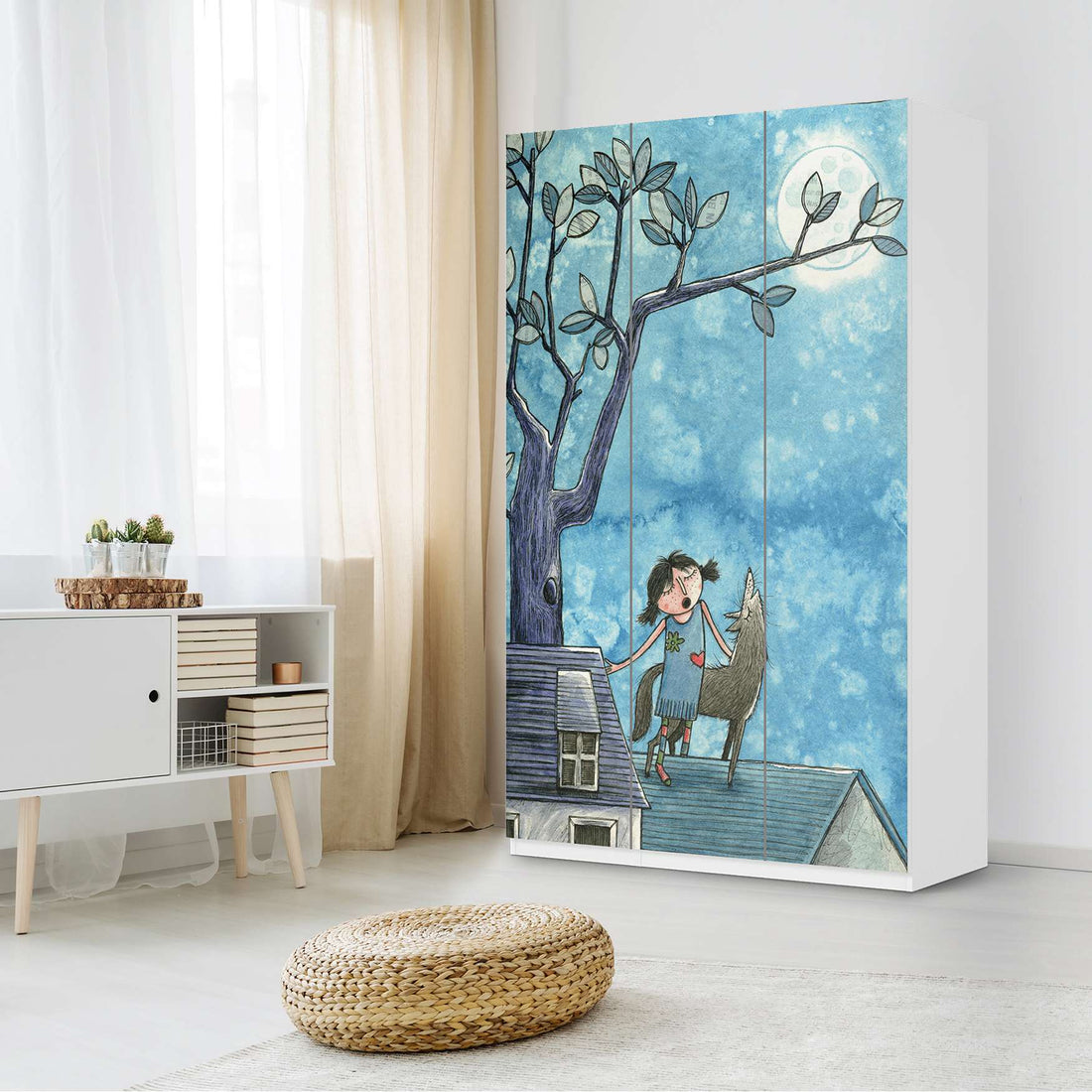 Selbstklebende Folie Nocturnal Pleasure - IKEA Pax Schrank 236 cm Höhe - 3 Türen - Kinderzimmer