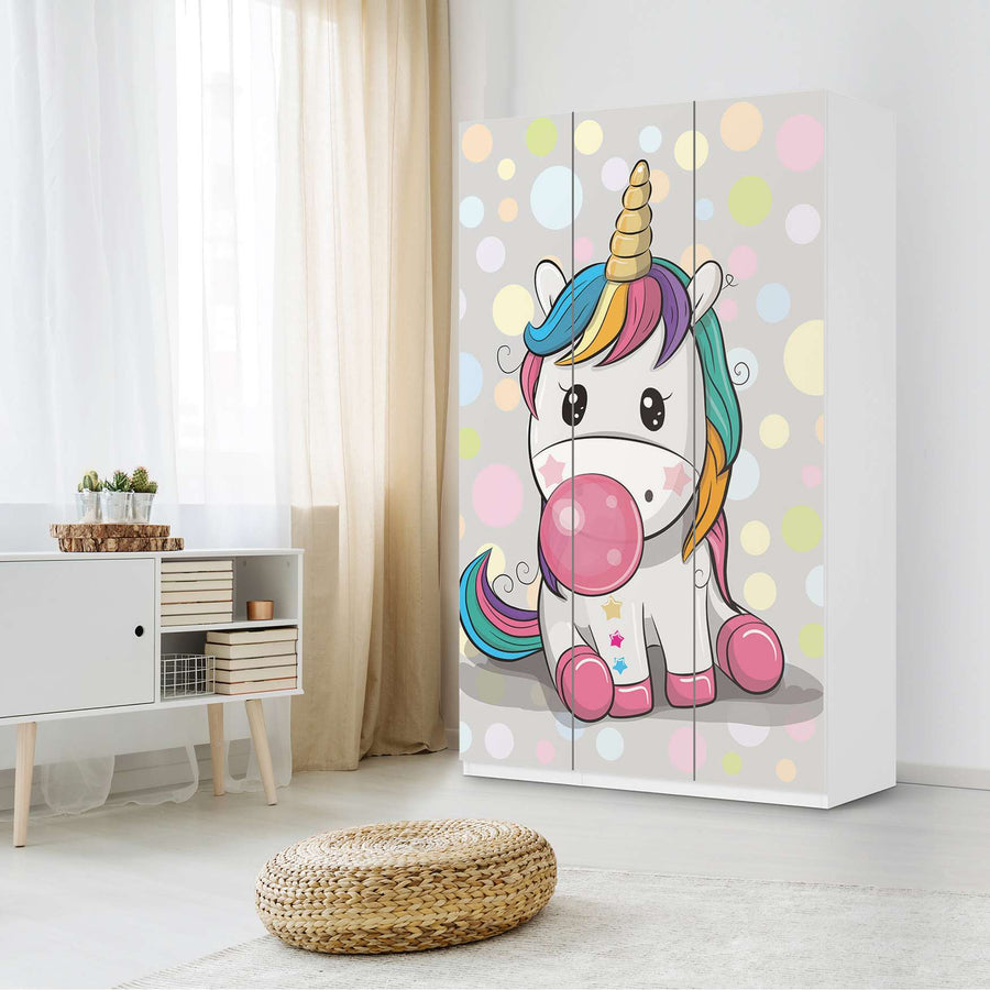 Selbstklebende Folie Rainbow das Einhorn - IKEA Pax Schrank 236 cm Höhe - 3 Türen - Kinderzimmer