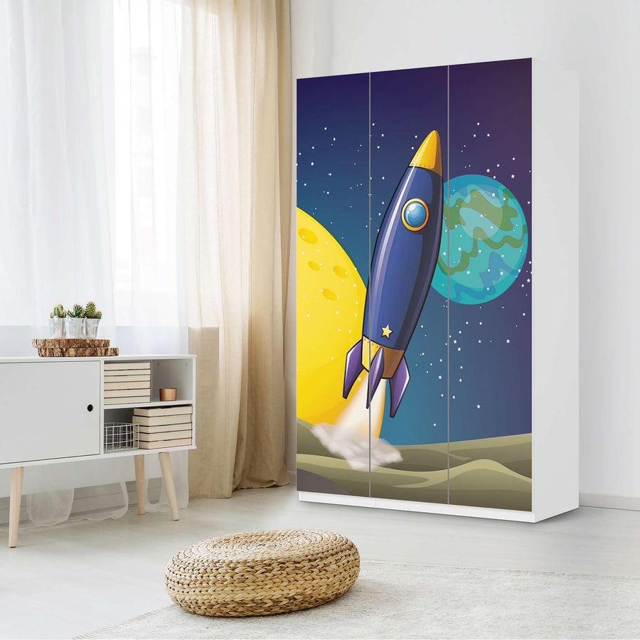 Selbstklebende Folie Space Rocket - IKEA Pax Schrank 236 cm Höhe - 3 Türen - Kinderzimmer