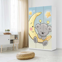 Selbstklebende Folie Teddy und Mond - IKEA Pax Schrank 236 cm Höhe - 3 Türen - Kinderzimmer