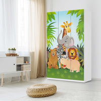 Selbstklebende Folie Wild Animals - IKEA Pax Schrank 236 cm Höhe - 3 Türen - Kinderzimmer
