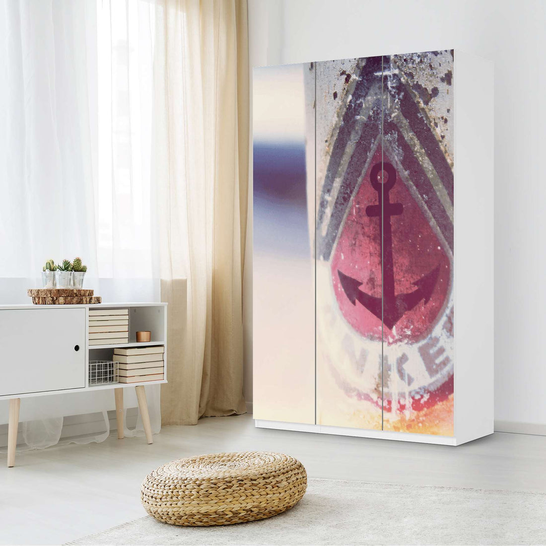Selbstklebende Folie Anker 2 - IKEA Pax Schrank 236 cm Höhe - 3 Türen - Schlafzimmer