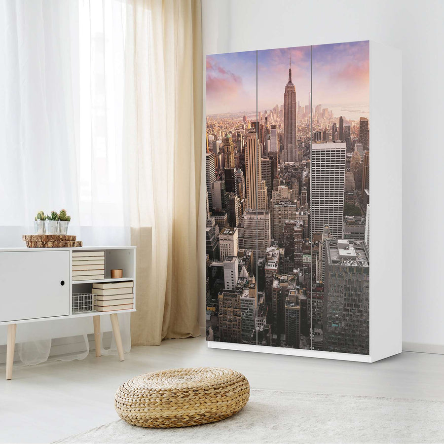 Selbstklebende Folie Big Apple - IKEA Pax Schrank 236 cm Höhe - 3 Türen - Schlafzimmer