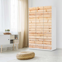 Selbstklebende Folie Bright Planks - IKEA Pax Schrank 236 cm Höhe - 3 Türen - Schlafzimmer