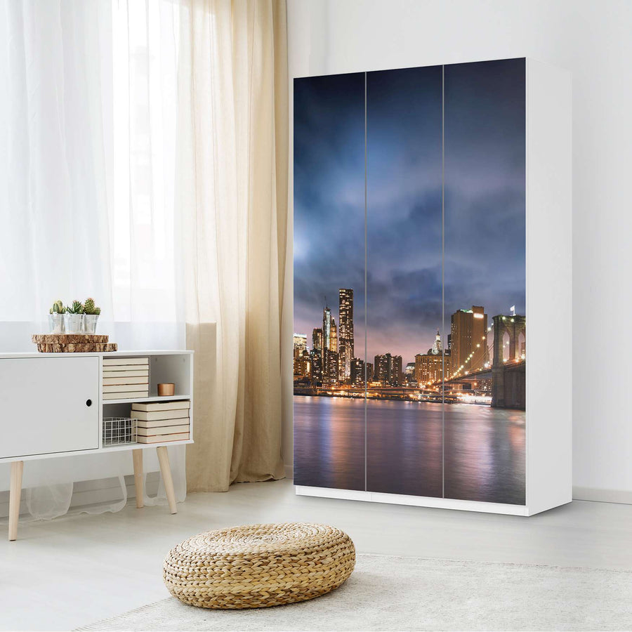 Selbstklebende Folie Brooklyn Bridge - IKEA Pax Schrank 236 cm Höhe - 3 Türen - Schlafzimmer