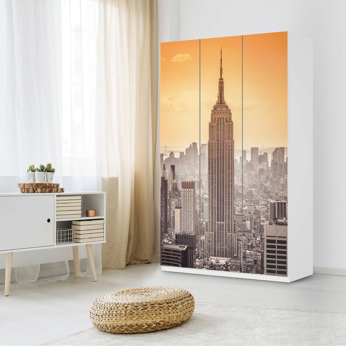 Selbstklebende Folie Empire State Building - IKEA Pax Schrank 236 cm Höhe - 3 Türen - Schlafzimmer
