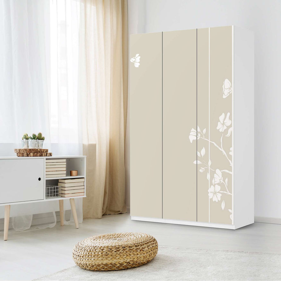 Selbstklebende Folie Florals Plain 3 - IKEA Pax Schrank 236 cm Höhe - 3 Türen - Schlafzimmer