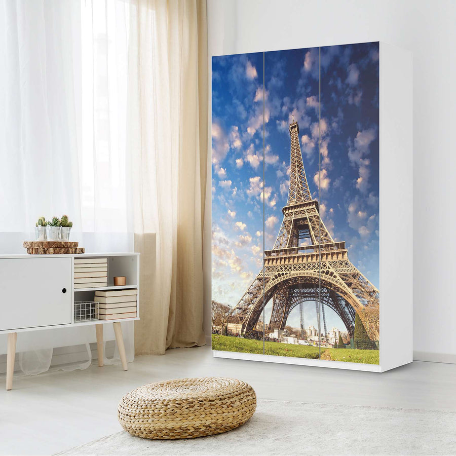Selbstklebende Folie La Tour Eiffel - IKEA Pax Schrank 236 cm Höhe - 3 Türen - Schlafzimmer