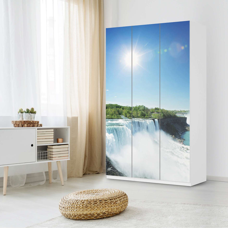 Selbstklebende Folie Niagara Falls - IKEA Pax Schrank 236 cm Höhe - 3 Türen - Schlafzimmer