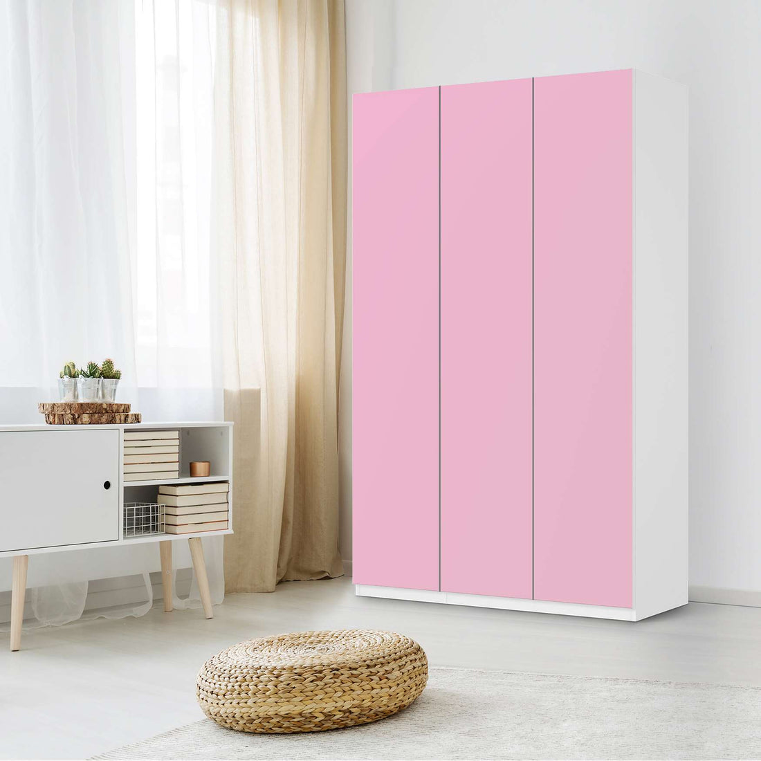 Selbstklebende Folie Pink Light - IKEA Pax Schrank 236 cm Höhe - 3 Türen - Schlafzimmer