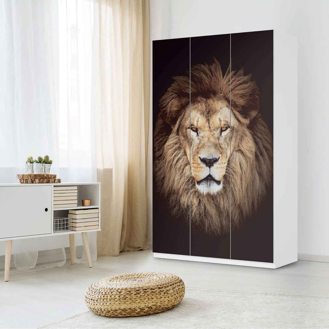 Selbstklebende Folie Wild Eyes - IKEA Pax Schrank 236 cm Höhe - 3 Türen - Schlafzimmer