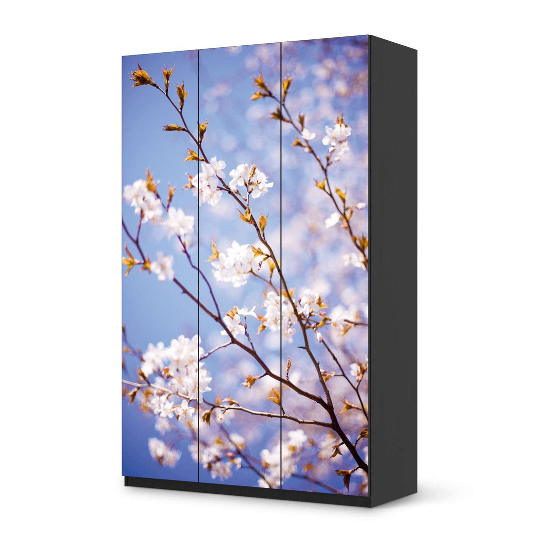 Selbstklebende Folie Apple Blossoms - IKEA Pax Schrank 236 cm Höhe - 3 Türen - schwarz