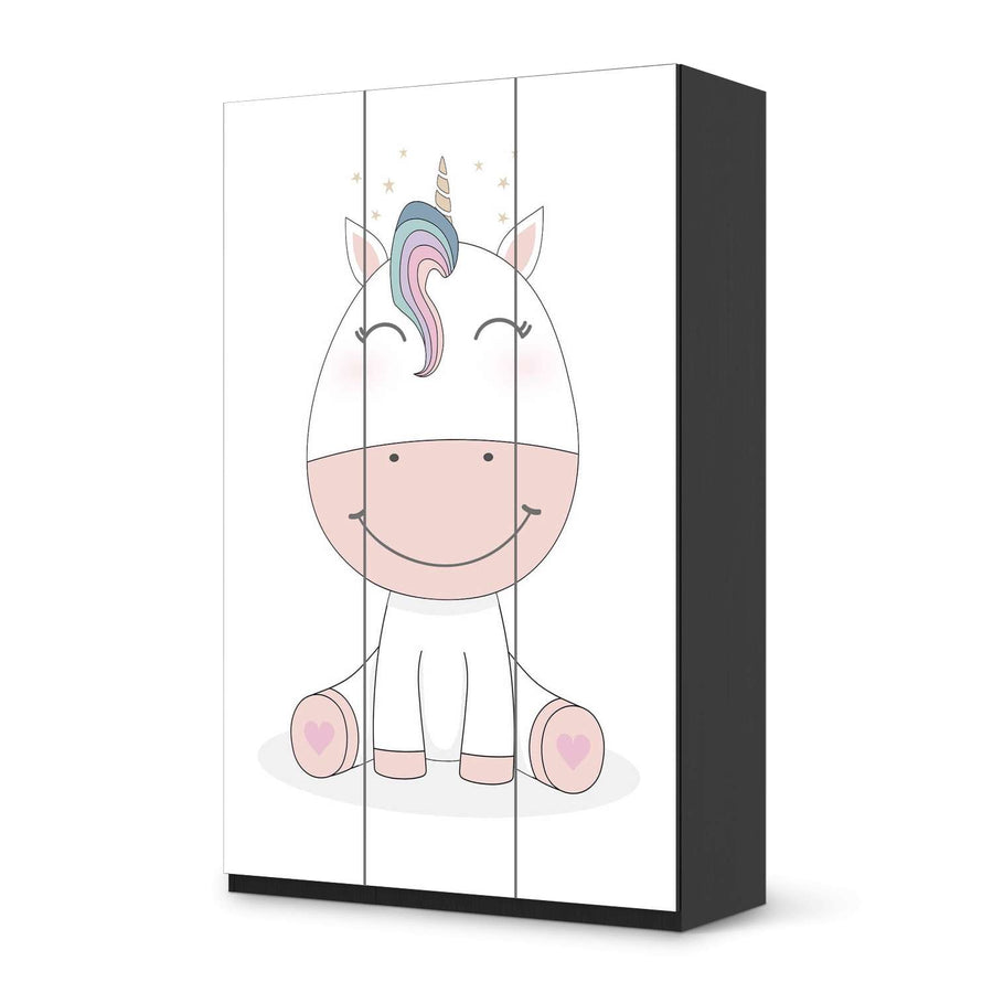 Selbstklebende Folie Baby Unicorn - IKEA Pax Schrank 236 cm Höhe - 3 Türen - schwarz