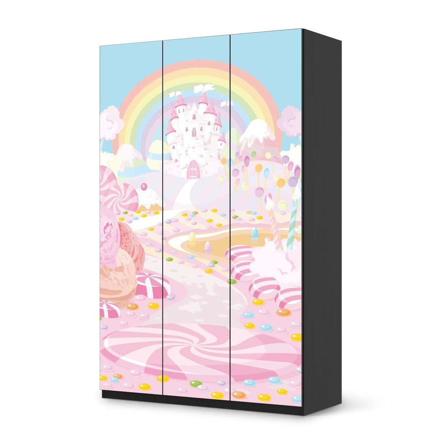 Selbstklebende Folie Candyland - IKEA Pax Schrank 236 cm Höhe - 3 Türen - schwarz