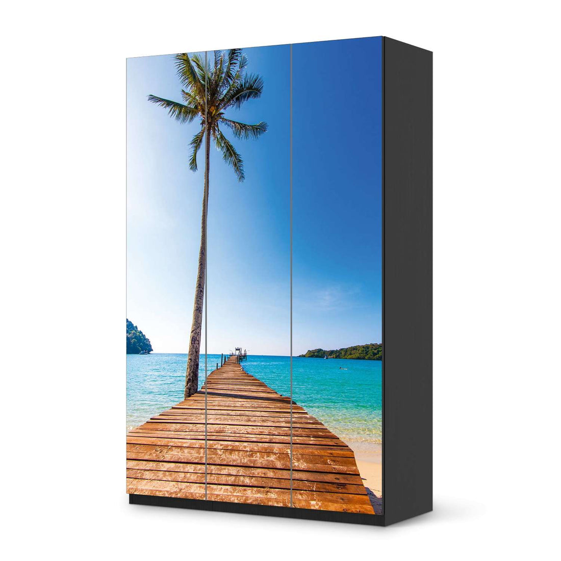 Selbstklebende Folie Caribbean - IKEA Pax Schrank 236 cm Höhe - 3 Türen - schwarz