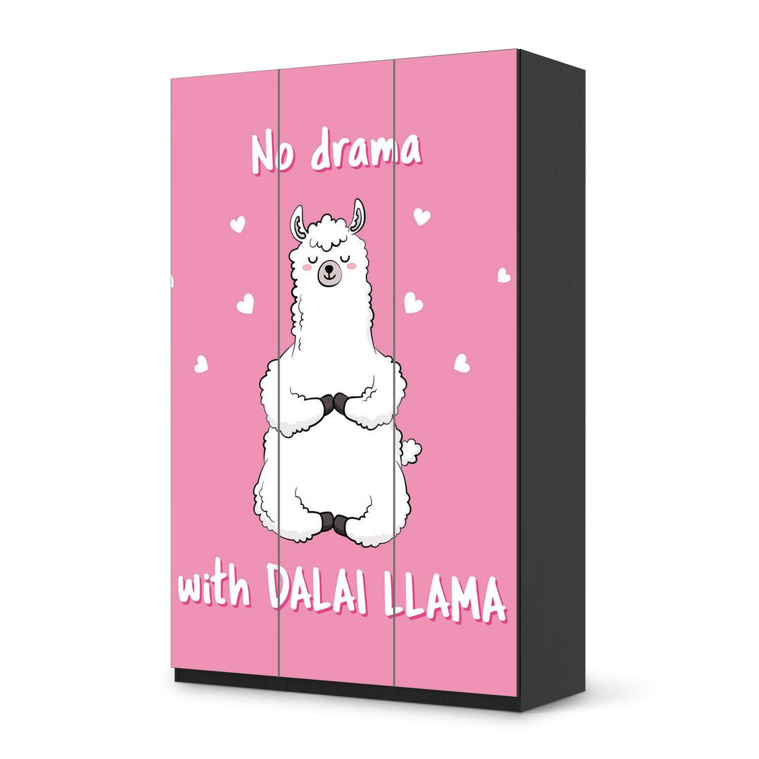 Selbstklebende Folie Dalai Llama - IKEA Pax Schrank 236 cm Höhe - 3 Türen - schwarz