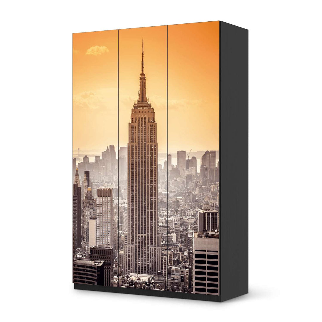 Selbstklebende Folie Empire State Building - IKEA Pax Schrank 236 cm Höhe - 3 Türen - schwarz