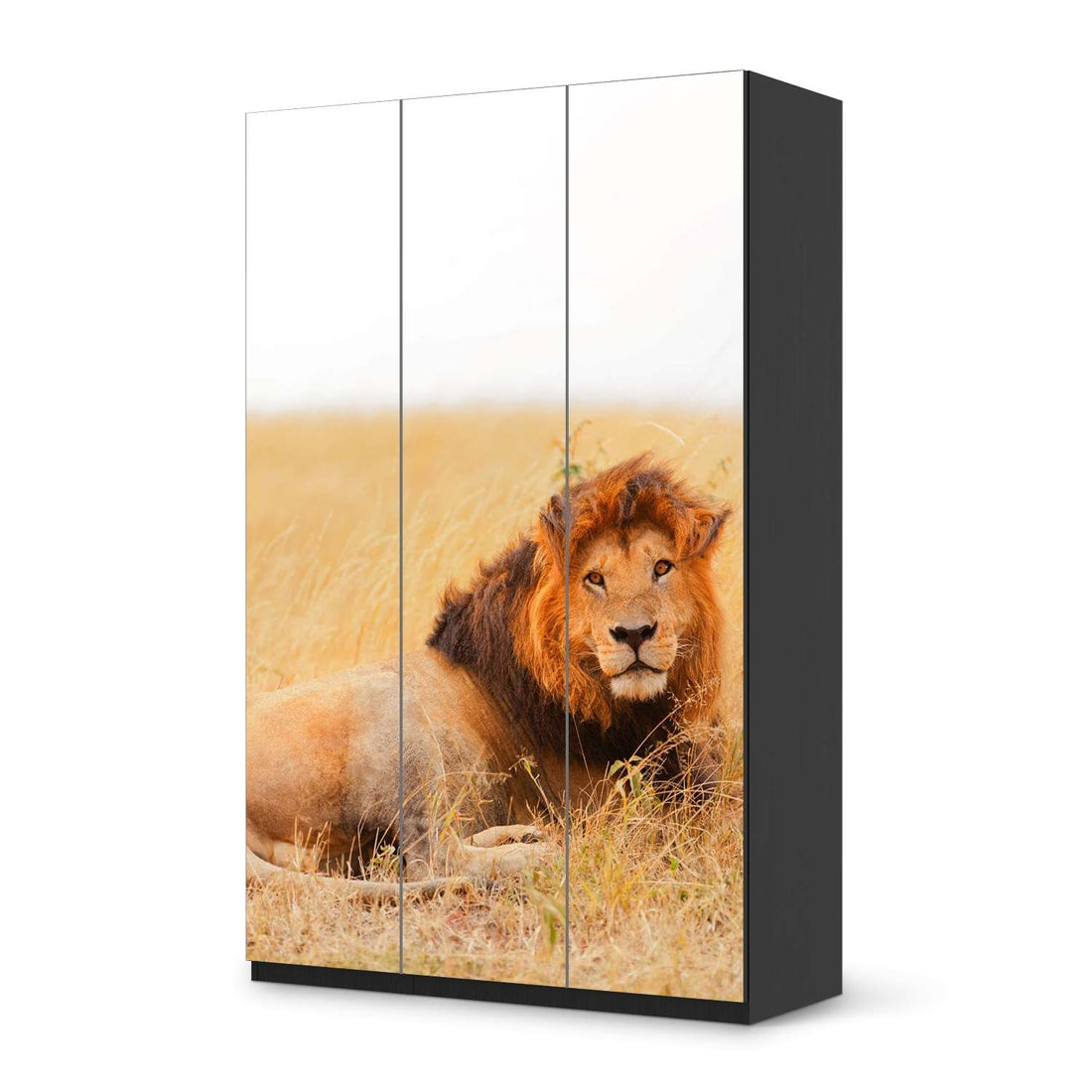 Selbstklebende Folie Lion King - IKEA Pax Schrank 236 cm Höhe - 3 Türen - schwarz