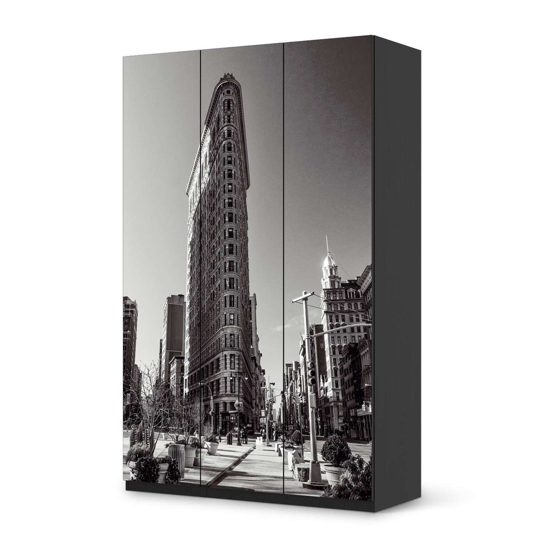 Selbstklebende Folie Manhattan - IKEA Pax Schrank 236 cm Höhe - 3 Türen - schwarz