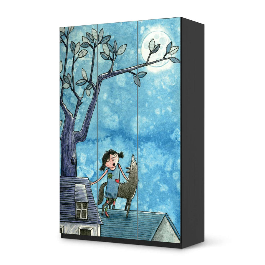 Selbstklebende Folie Nocturnal Pleasure - IKEA Pax Schrank 236 cm Höhe - 3 Türen - schwarz