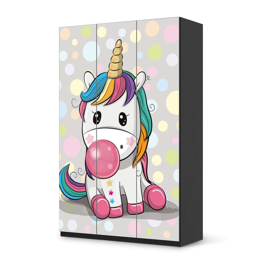 Selbstklebende Folie Rainbow das Einhorn - IKEA Pax Schrank 236 cm Höhe - 3 Türen - schwarz