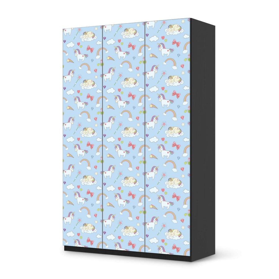 Selbstklebende Folie Rainbow Unicorn - IKEA Pax Schrank 236 cm Höhe - 3 Türen - schwarz