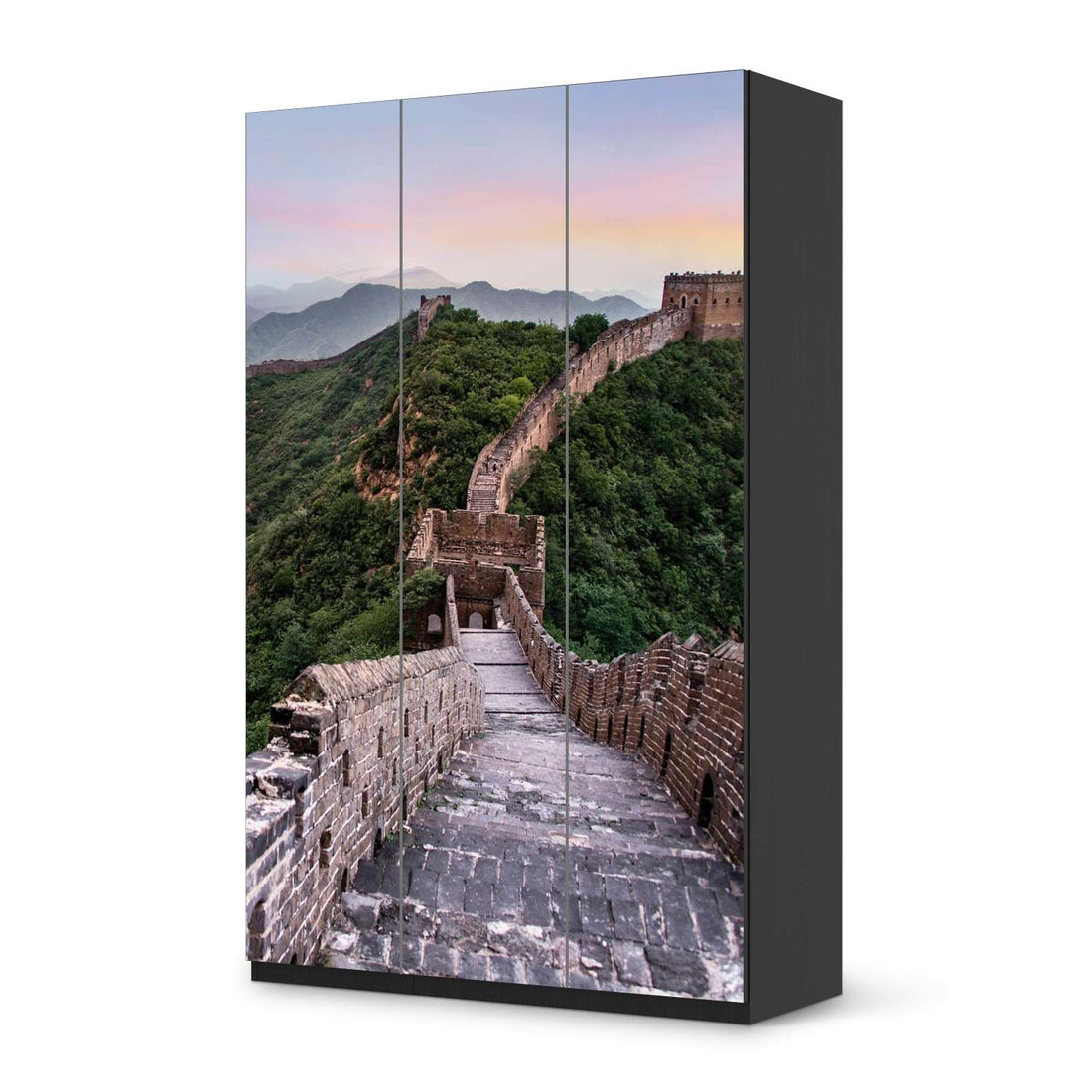 Selbstklebende Folie The Great Wall - IKEA Pax Schrank 236 cm Höhe - 3 Türen - schwarz