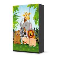 Selbstklebende Folie Wild Animals - IKEA Pax Schrank 236 cm Höhe - 3 Türen - schwarz