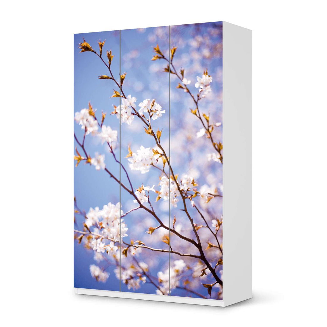 Selbstklebende Folie Apple Blossoms - IKEA Pax Schrank 236 cm Höhe - 3 Türen - weiss