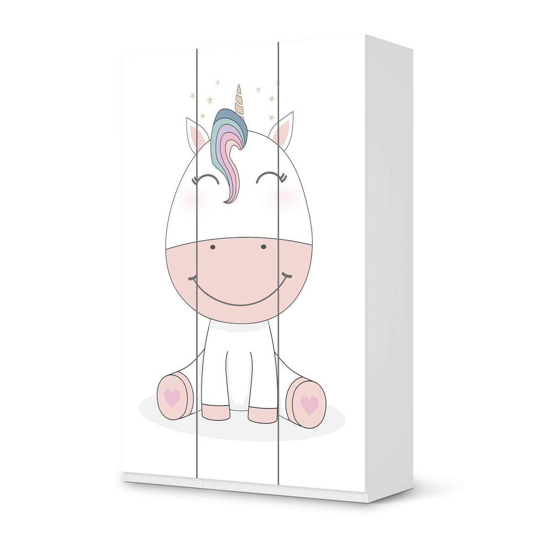 Selbstklebende Folie Baby Unicorn - IKEA Pax Schrank 236 cm Höhe - 3 Türen - weiss