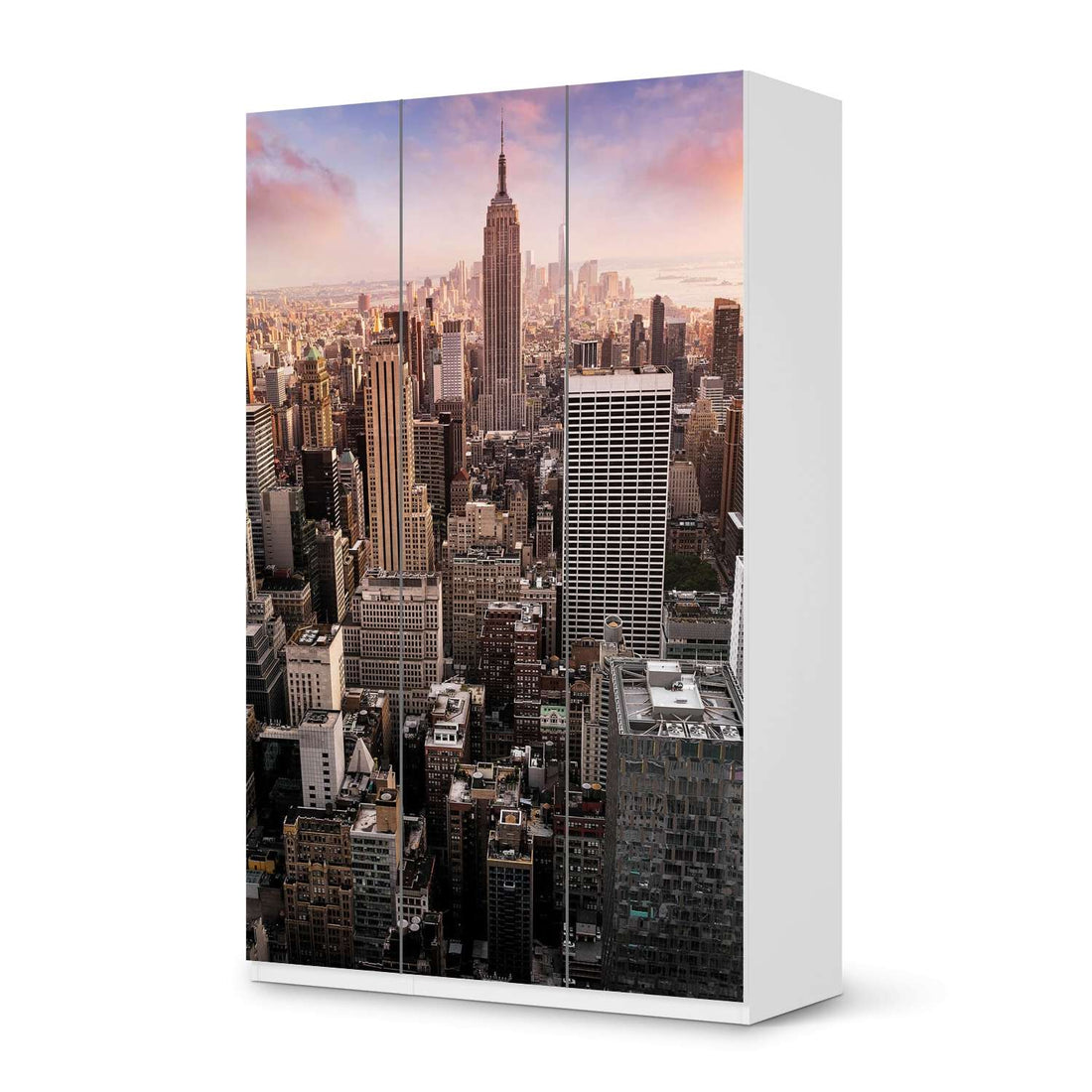 Selbstklebende Folie Big Apple - IKEA Pax Schrank 236 cm Höhe - 3 Türen - weiss