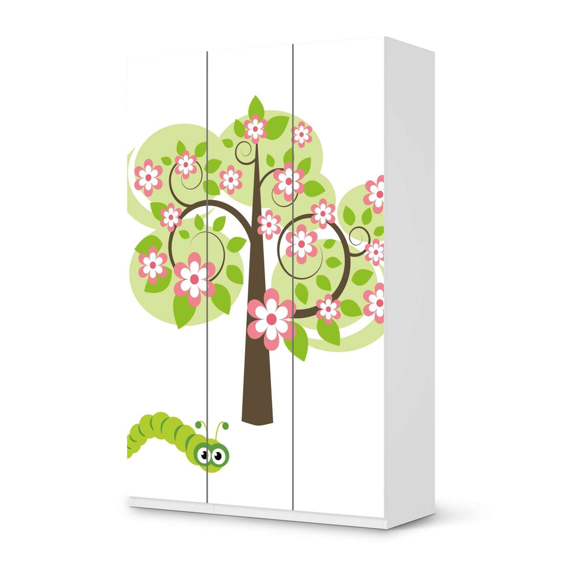 Selbstklebende Folie Blooming Tree - IKEA Pax Schrank 236 cm Höhe - 3 Türen - weiss