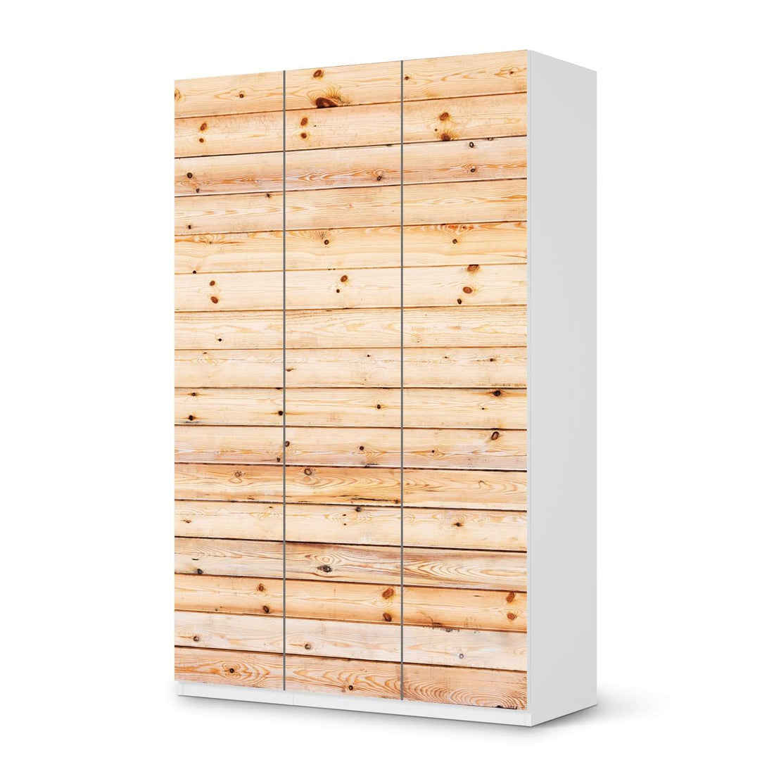Selbstklebende Folie Bright Planks - IKEA Pax Schrank 236 cm Höhe - 3 Türen - weiss