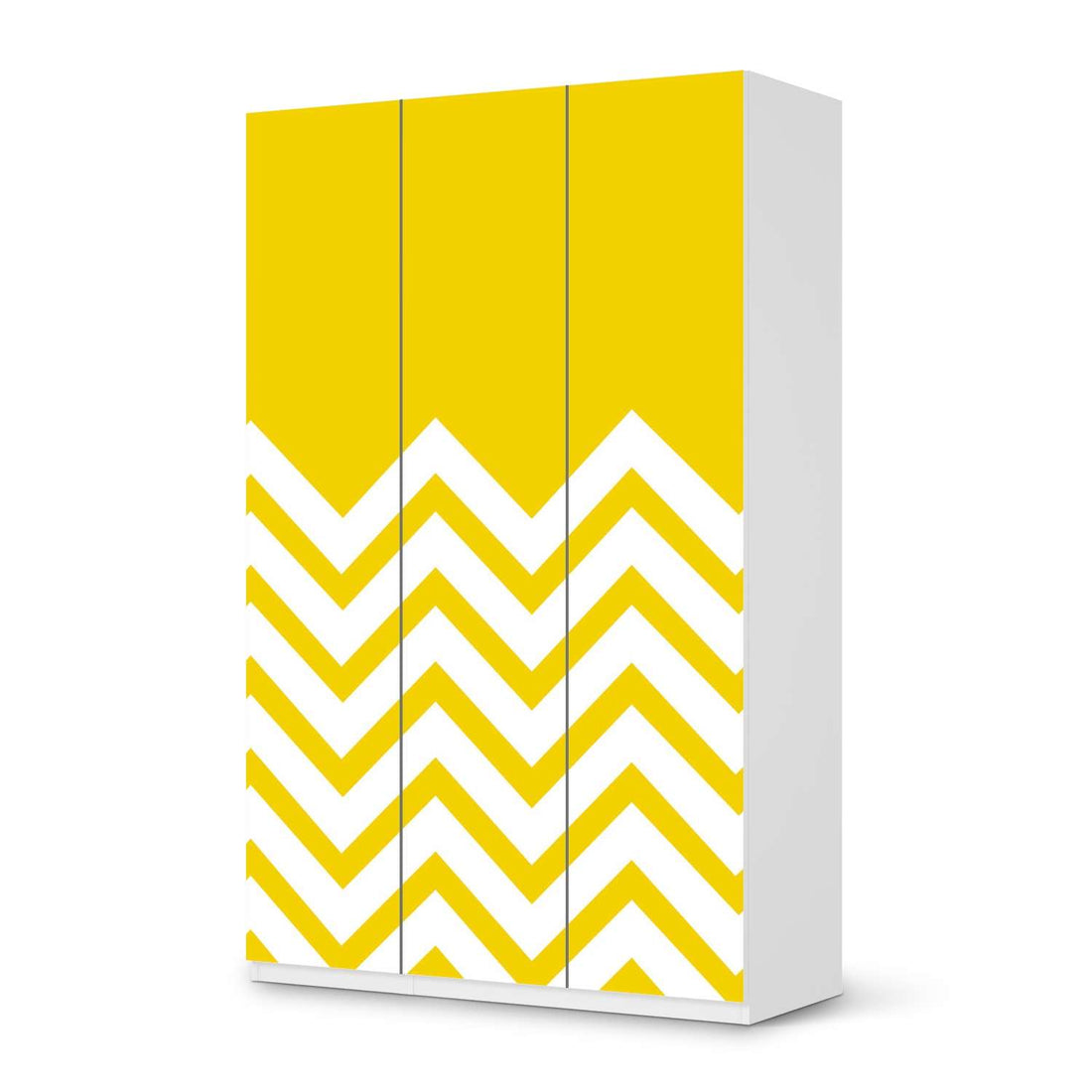 Selbstklebende Folie Gelbe Zacken - IKEA Pax Schrank 236 cm Höhe - 3 Türen - weiss