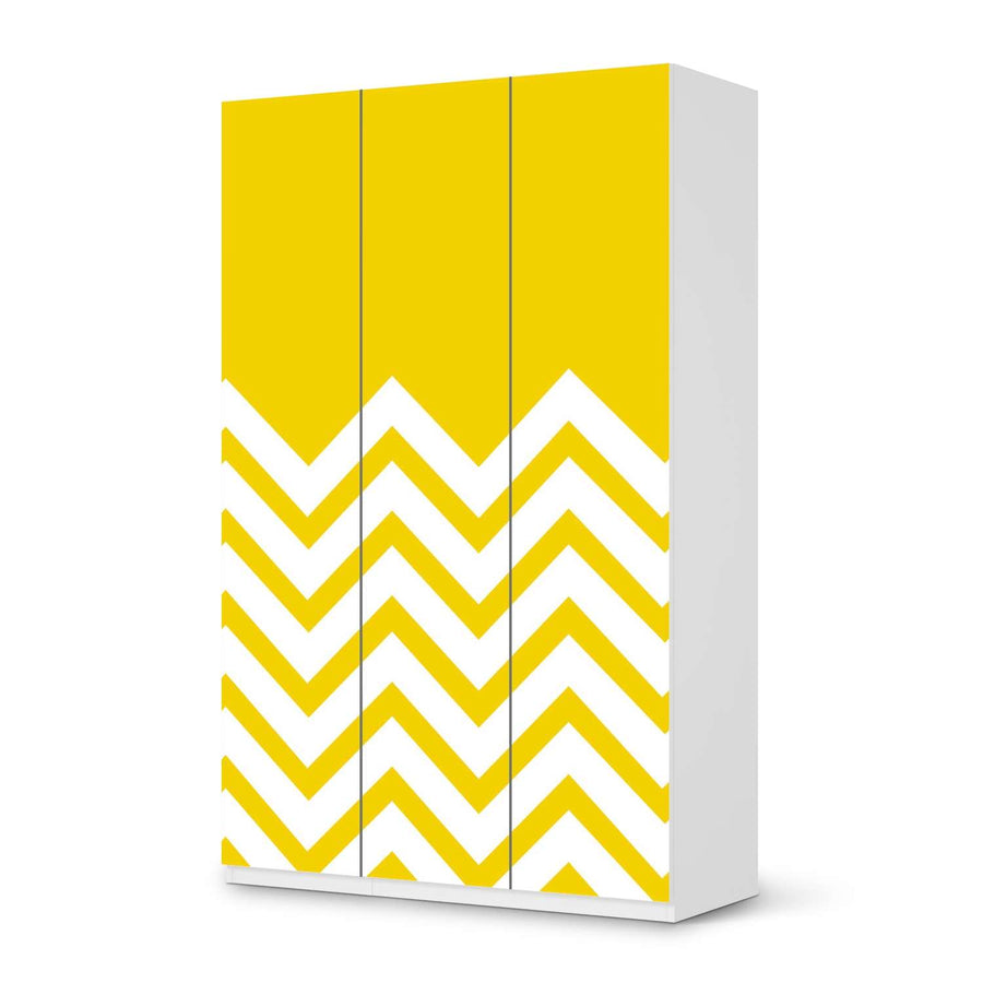 Selbstklebende Folie Gelbe Zacken - IKEA Pax Schrank 236 cm Höhe - 3 Türen - weiss
