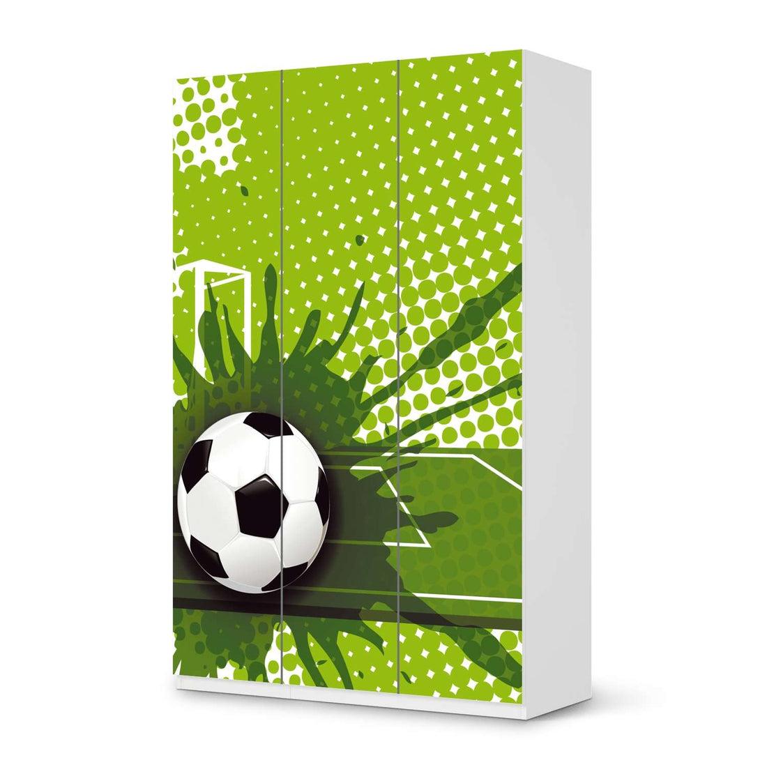 Selbstklebende Folie Goal - IKEA Pax Schrank 236 cm Höhe - 3 Türen - weiss