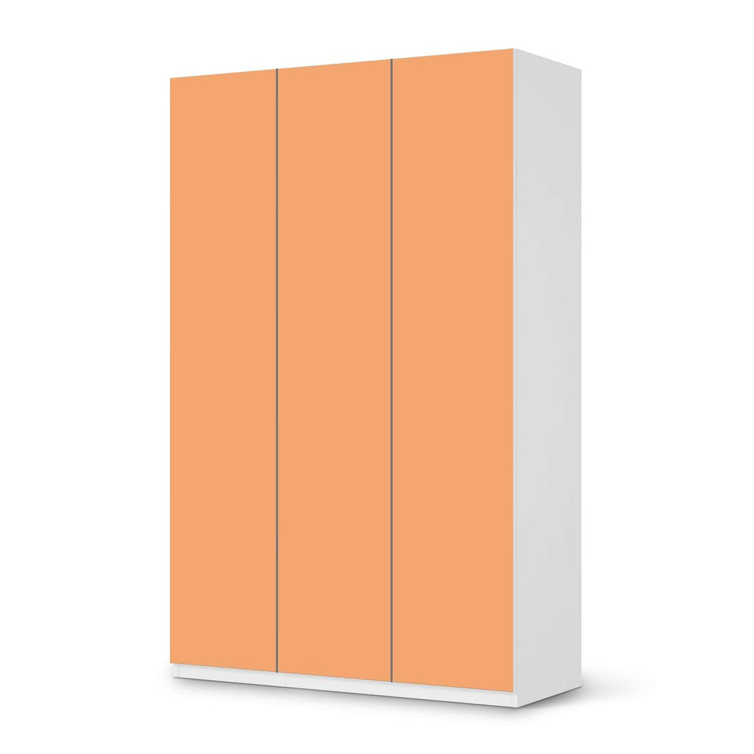 Selbstklebende Folie Orange Light - IKEA Pax Schrank 236 cm Höhe - 3 Türen - weiss