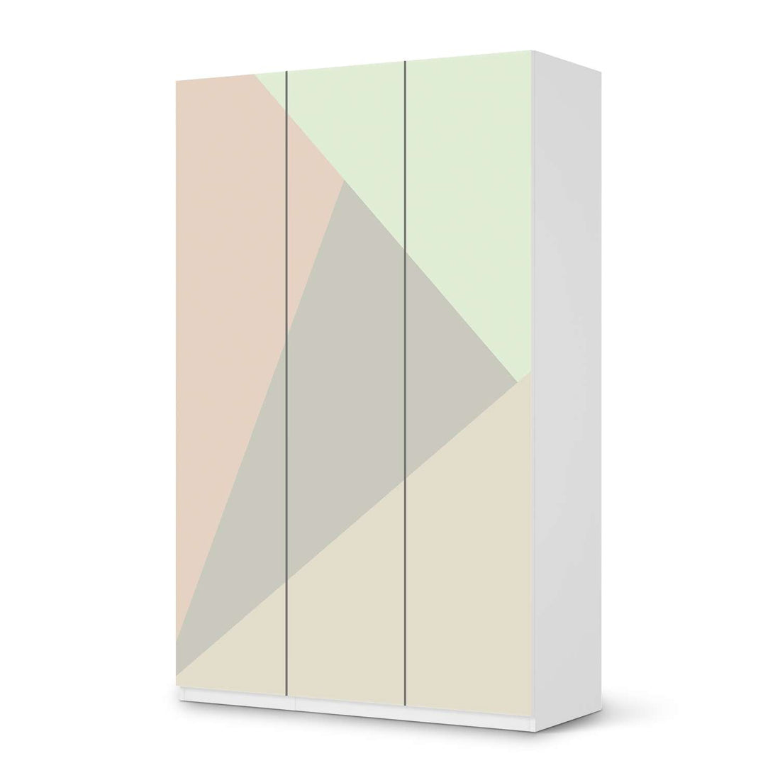 Selbstklebende Folie Pastell Geometrik - IKEA Pax Schrank 236 cm Höhe - 3 Türen - weiss