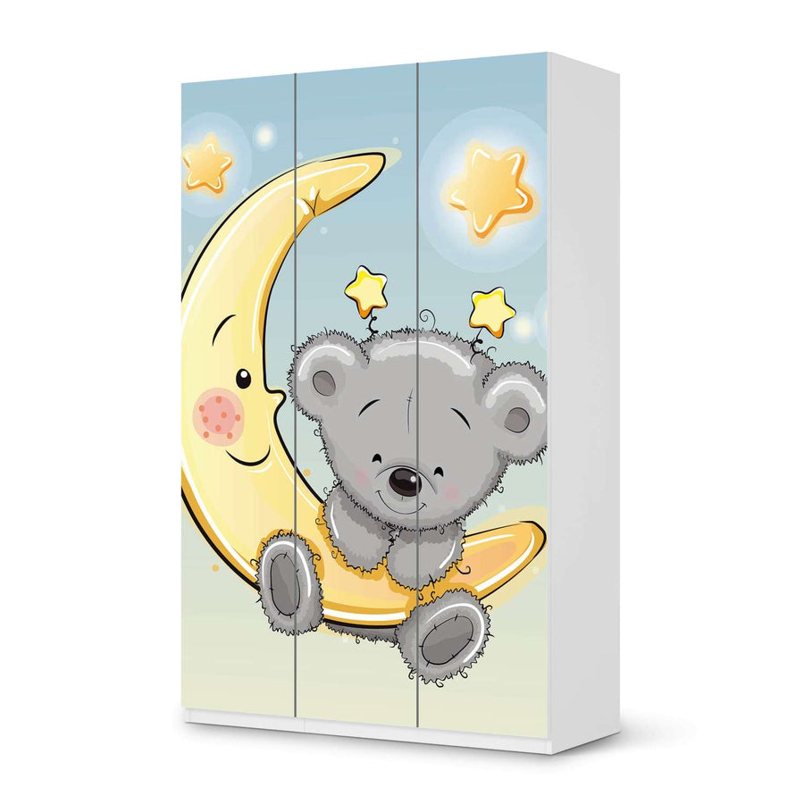 Selbstklebende Folie Teddy und Mond - IKEA Pax Schrank 236 cm Höhe - 3 Türen - weiss